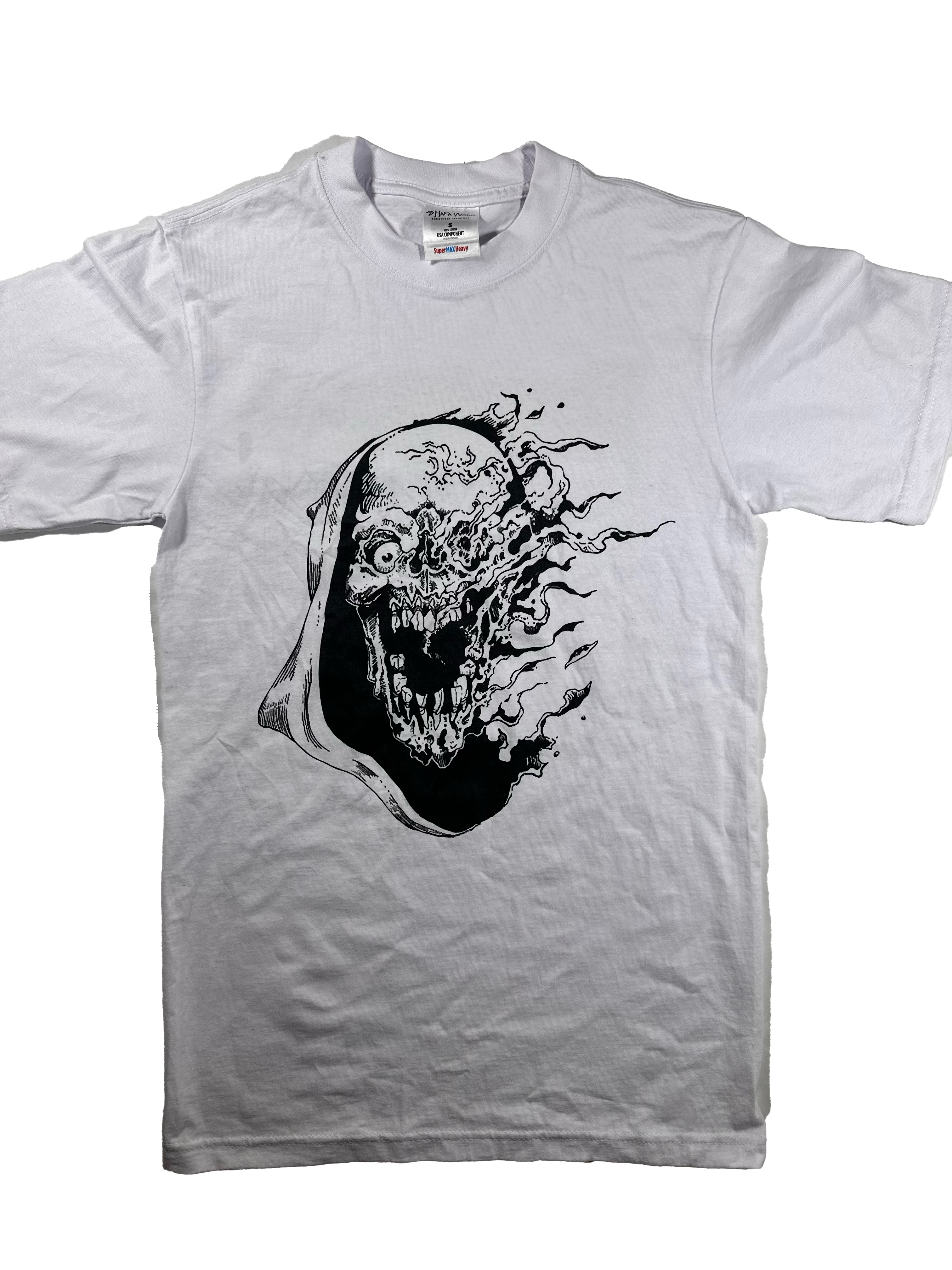 White Burning Skull T Shirt – Fuming Mouth