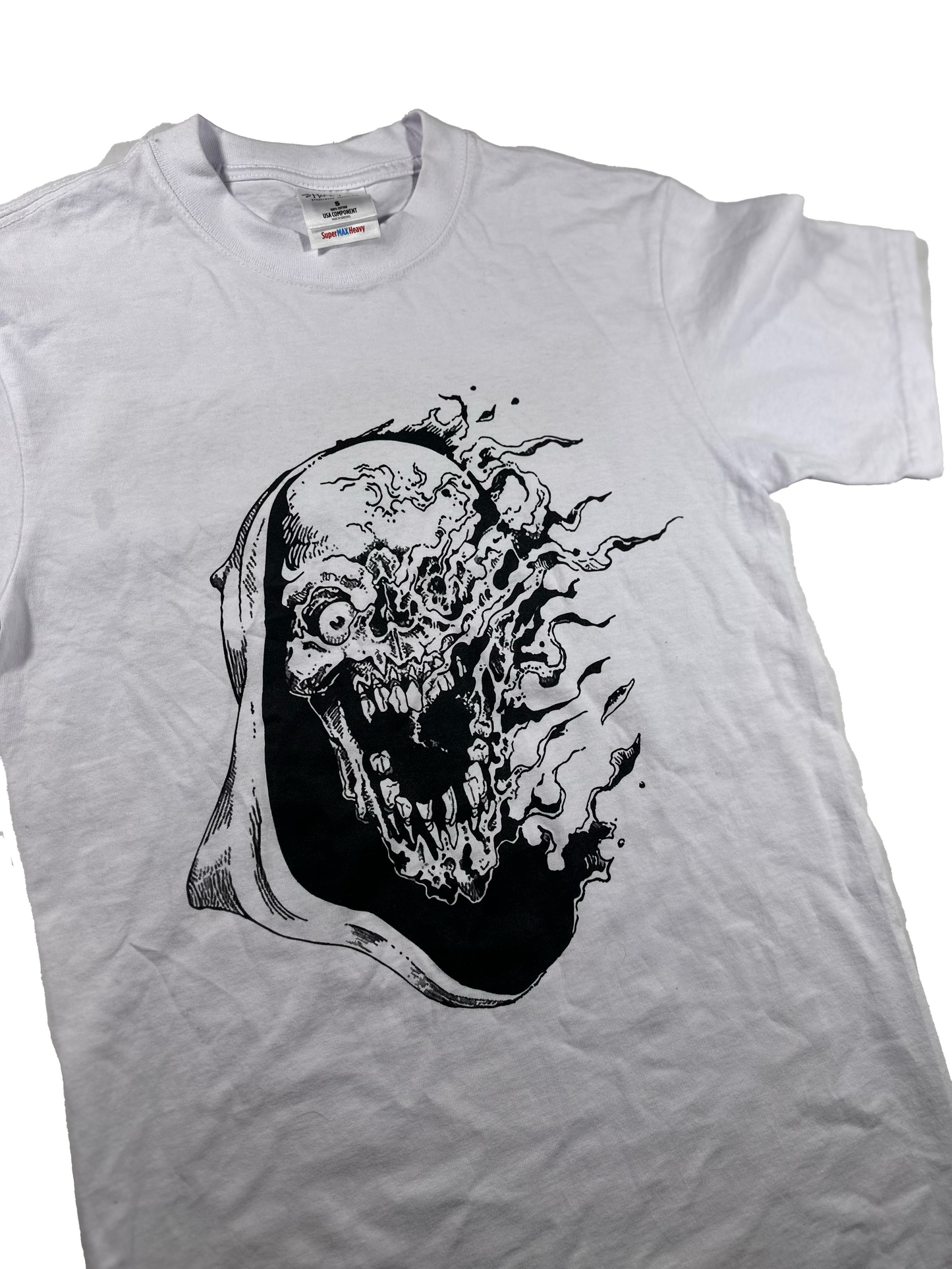 White Burning Skull T Shirt